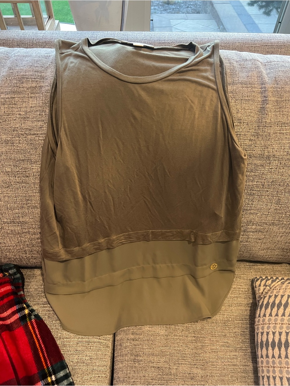 Olive Green Layered Women's Sleeveless Top Michael Kors size L